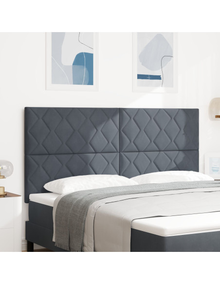 Testiera  Design Blocchi Diamante Grigio Scuro 180 cm Velluto