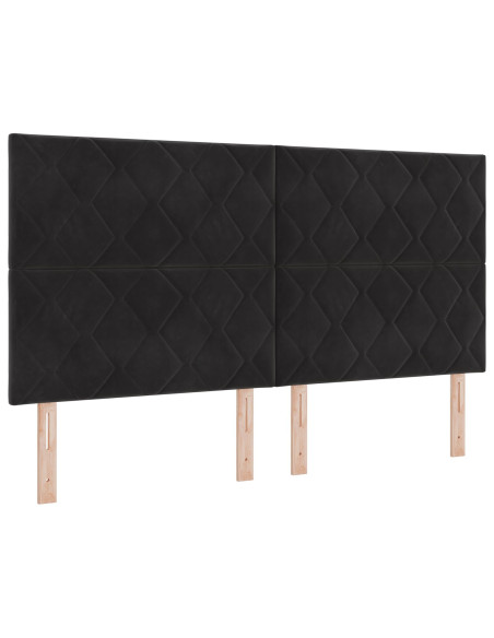Testiera  Design Blocchi di Diamante Nera 180 cm Velluto