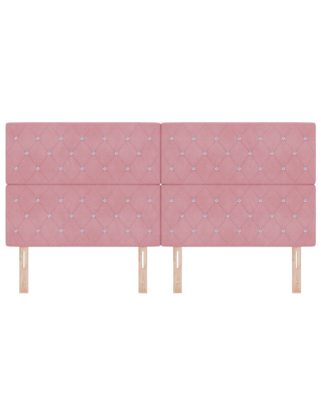 Testiera rosa tufted con bottoni di cristallo 200 cm in velluto