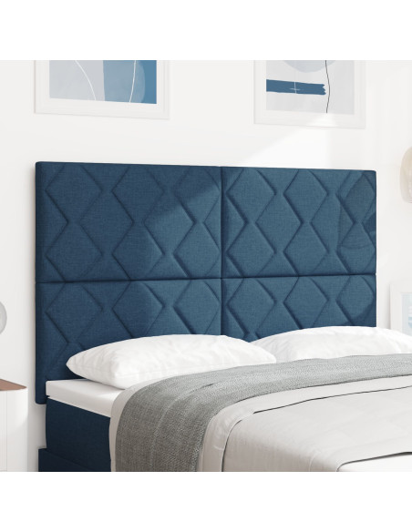 Testiera  Design a Blocchi di Diamante Blu 140 cm Tessuto