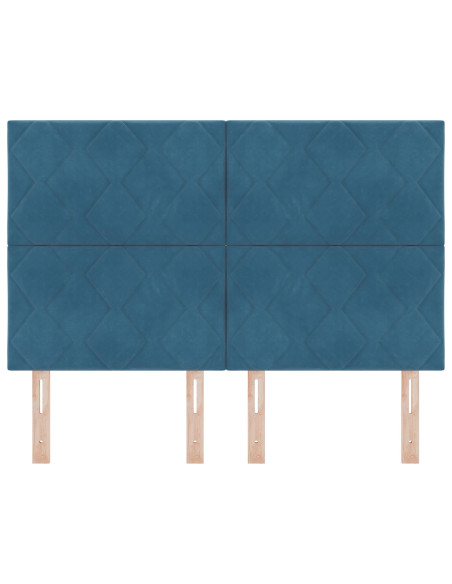 Testiera Design a Blocchi di Diamante Blu Scuro 140 cm in Velluto