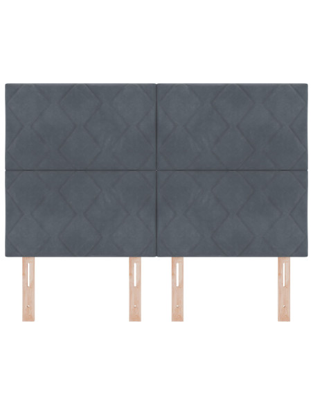 Testiera  Design a blocchi a diamante grigia scura 160 cm in velluto