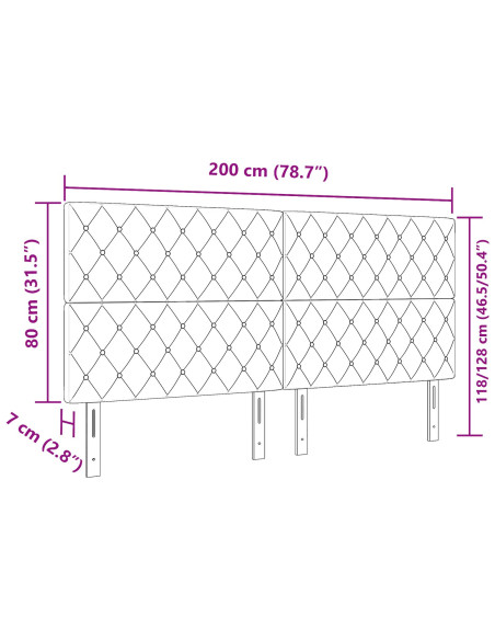 Testiera con testiera Rosa 200 cm Pelle Sintetica