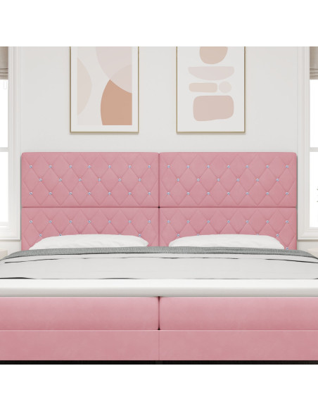 Testiera rosa tufted con bottoni di cristallo 200 cm in velluto