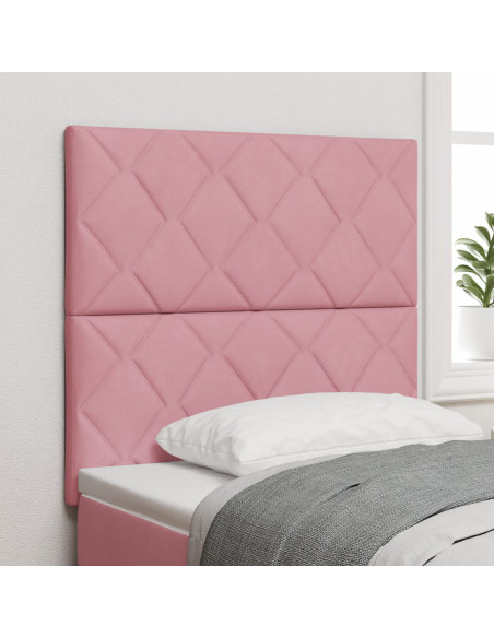 Testiera in velluto rosa  con design a rombi 100 cm, Testiera in velluto rosa  con design a rombi 200 cm