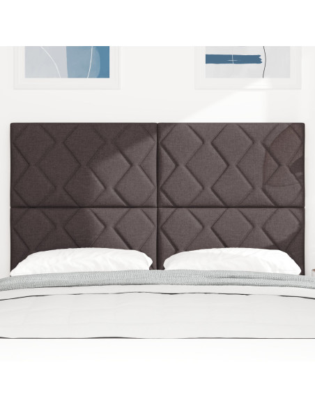 Testiera  Design a Blocchi di Diamante Marrone Scuro 140 cm Tessuto