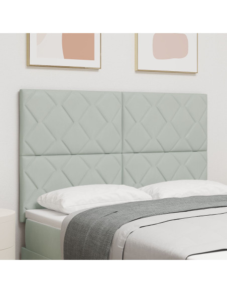 Testiera a Blocchi a Diamante Grigio Chiaro 140 cm Velluto