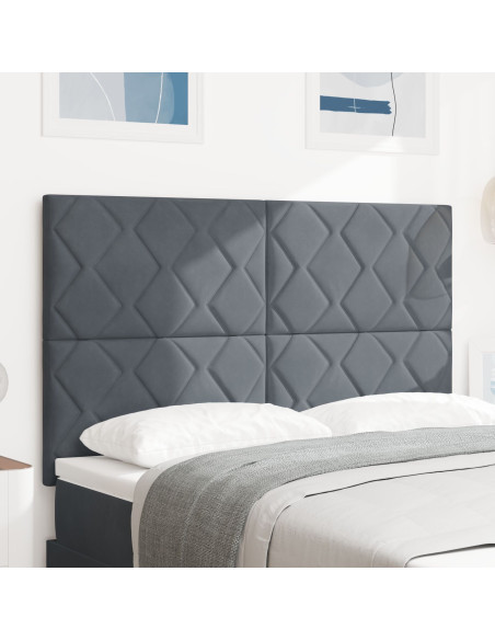 Testiera Design a Blocchi di Diamante Grigio Scuro 140 cm Velluto