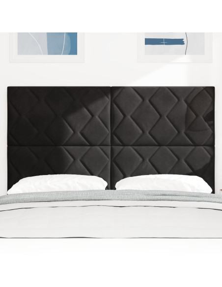 Testiera  a Design a Blocchi di Diamante Nera 140 cm Velluto