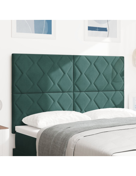 Testiera Design Blocchi di Diamante Verde Scuro 140 cm Velluto