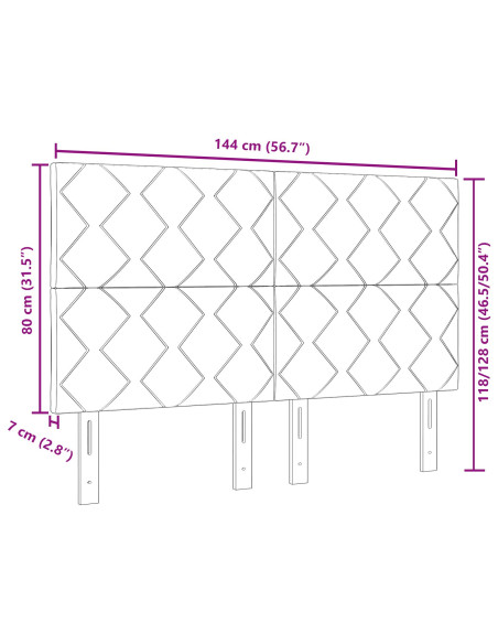 Testiera  Design a Blocchi di Diamante Rosa 140 cm in Velluto