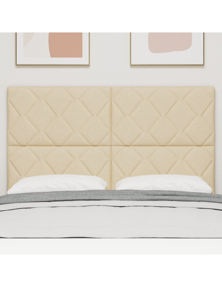 Testiera  Design a blocchi a diamante Panna 160 cm Tessuto
