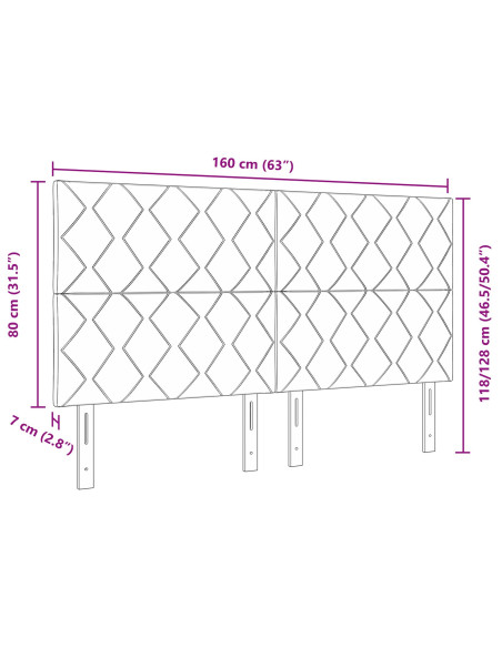 Testiera  Design a blocchi a diamante grigia scura 160 cm in velluto