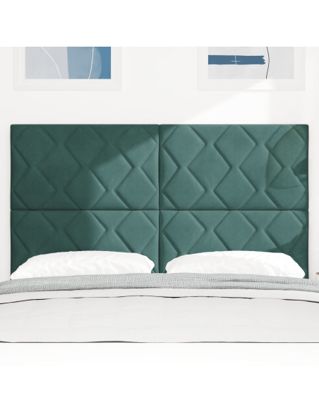 Testiera Design a Blocchi di Diamante Verde Scuro 160 cm Velluto