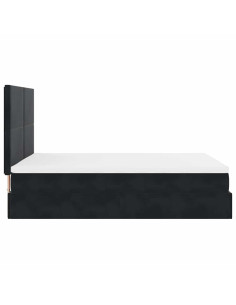 Struttura Letto Pouf con Materassi Nero 140x200 cm in Velluto 2