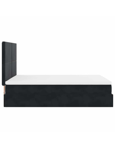 Struttura Letto Pouf con Materassi Nero 140x200 cm in Velluto