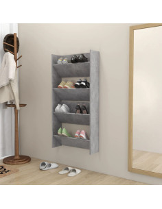 Scarpiere Muro 2pz Grigio Cemento 60x18x60cm Legno Multistrato 2