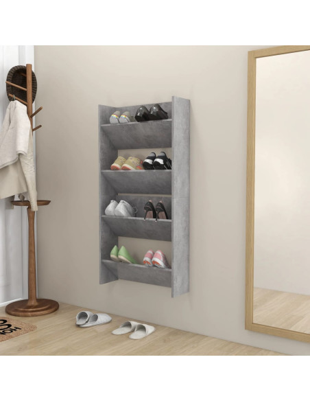 Scarpiere Muro 2pz Grigio Cemento 60x18x60cm Legno Multistrato