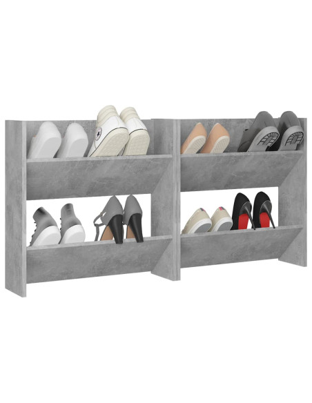 Scarpiere Muro 2pz Grigio Cemento 60x18x60cm Legno Multistrato