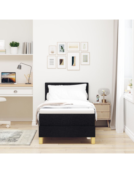 Letto con Box Spring e Materasso Nero 80x200 cm Tessuto