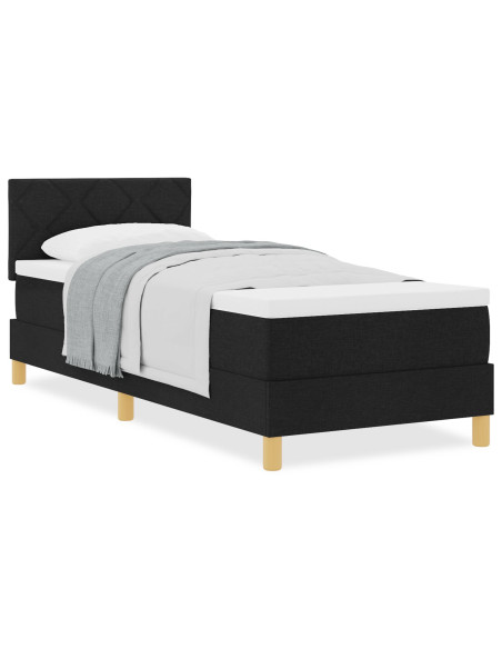 Letto con Box Spring e Materasso Nero 80x200 cm Tessuto