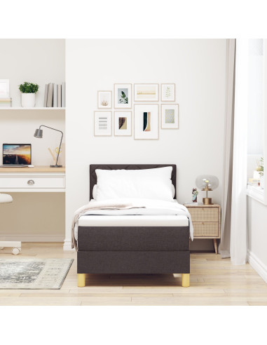 Letto a molle con materasso Marrone Scuro 80 x 200 cm Tessuto