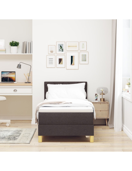 Letto a molle con materasso Marrone Scuro 80 x 200 cm Tessuto