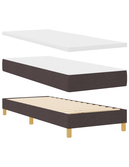 Letto a molle con materasso Marrone Scuro 80 x 200 cm Tessuto