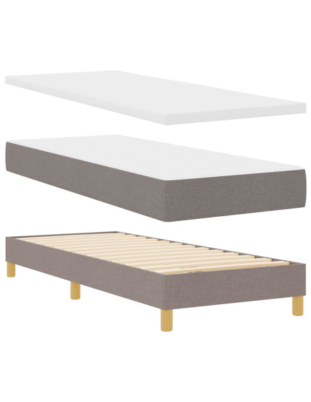Letto con Box Spring  con Materasso Tortora 80x200 cm Tessuto