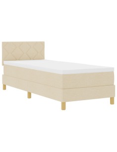 Letto a molle con materasso Crema 80 x 200 cm Tessuto 2