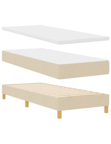 Letto a molle con materasso Crema 80 x 200 cm Tessuto