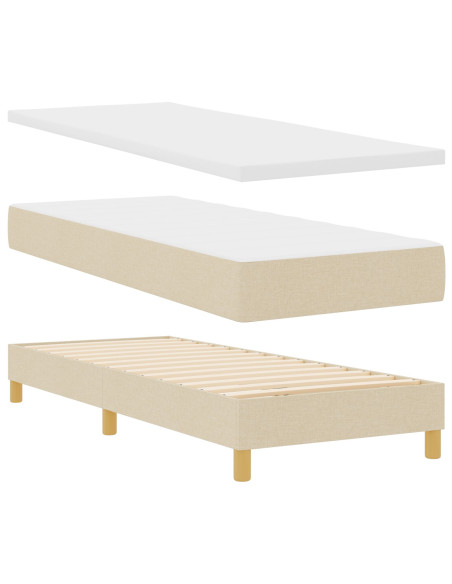Letto a molle con materasso Crema 80 x 200 cm Tessuto