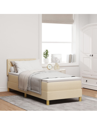 Letto a molle con materasso Crema 80 x 200 cm Tessuto