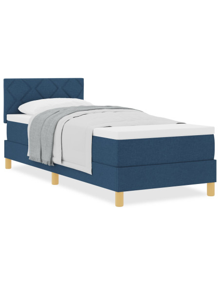 Letto a molle con materasso Blu 80 x 200 cm Tessuto