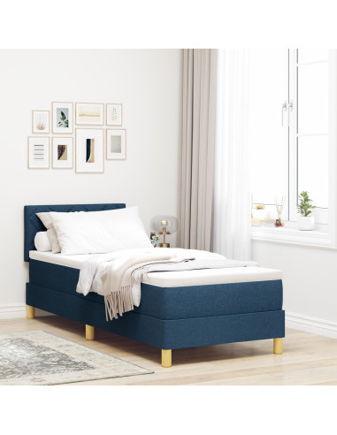 Letto a molle con materasso Blu 80 x 200 cm Tessuto