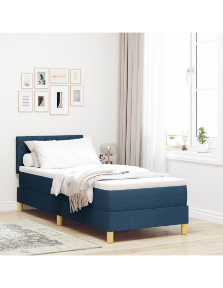 Letto Box Spring  con Materasso Blu 80x200 cm Tessuto