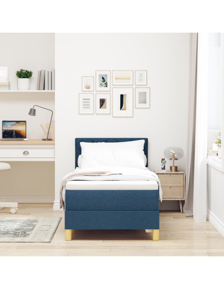 Letto Box Spring  con Materasso Blu 80x200 cm Tessuto
