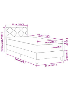 Letto a molle con materasso Marrone Scuro 90 x 190 cm Tessuto