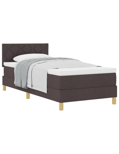 Letto con Box Spring e Materasso Marrone Scuro 90x190 cm Tessuto