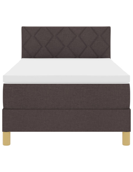 Letto con Box Spring e Materasso Marrone Scuro 90x190 cm Tessuto