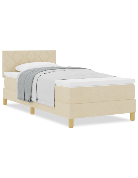 Letto con Box Spring  e Materasso Panna 90x190 cm Tessuto