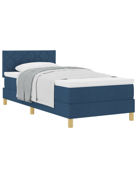 Letto a molle con materasso Blu 90 x 190 cm Tessuto