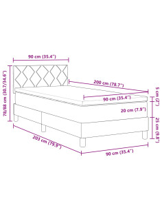 Letto a molle con materasso Grigio chiaro 90 x 200 cm Tessuto 2