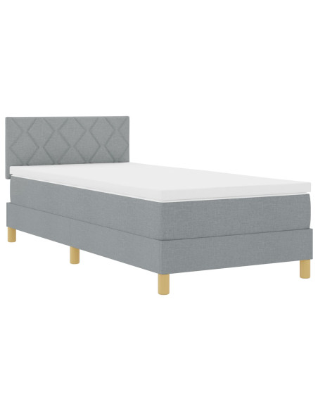 Letto Box Spring  con Materasso Grigio Chiaro 90x200 cm Tessuto
