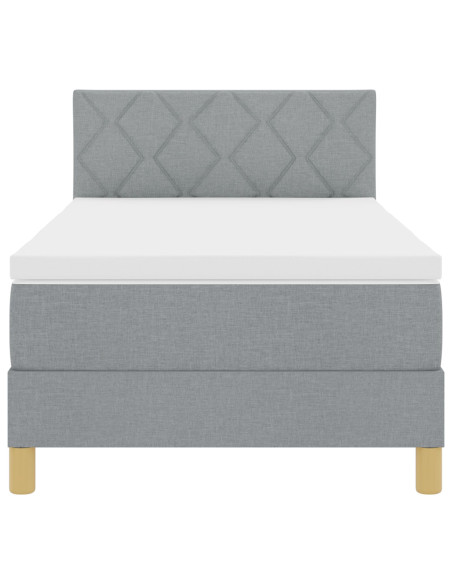 Letto Box Spring  con Materasso Grigio Chiaro 90x200 cm Tessuto
