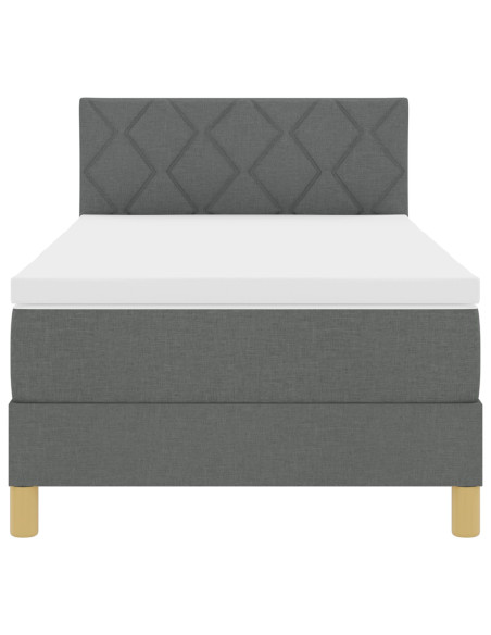 Letto con Box Spring e Materasso Grigio Scuro 90x200 cm in Tessuto
