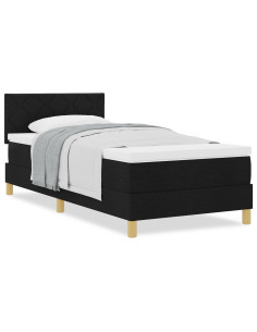 Letto a molle con materasso Nero 90 x 200 cm Tessuto