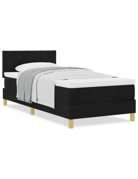 Letto con Rete a Doghe e Materasso Nero 90x200 cm Tessuto