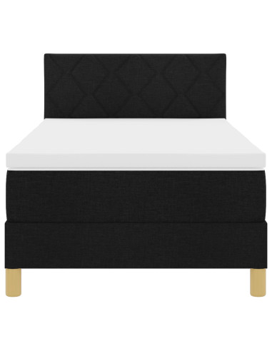 Letto a molle con materasso Nero 90 x 200 cm Tessuto