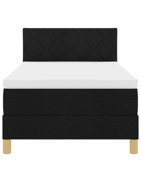 Letto con Rete a Doghe e Materasso Nero 90x200 cm Tessuto